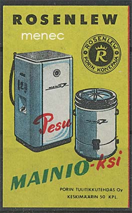 Tulitikkuetiketti, Rosenlew Pesu Mainio-ksi 