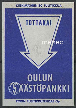 Tulitikkuetiketti, Oulun Säästöpankki 