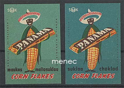 Tulitikkuetikettejä, Panama Corn Flakes, 2 kpl 