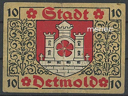 Saksa, Detmold, pularaha 10 Pf 1920 