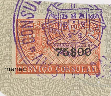 Portugal, Servicio Consular, 75$ 
