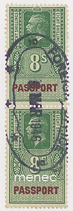 Iso-Britannia, passiveromerkkejä, 8 Sh, pari loistolla 
