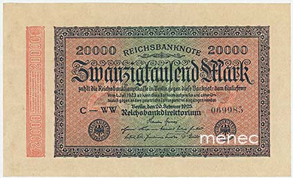 Saksa, Reichsbanknote 20000 Mark 1923 