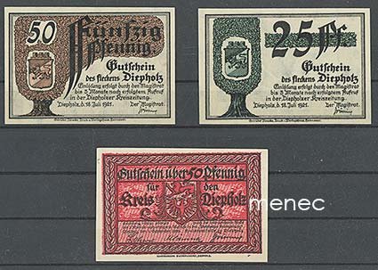 Saksa, Diepholz, 3 pularahaa 1920-1921 