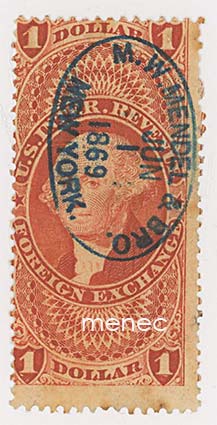 USA, veromerkki 1869, 1$, ulkomaanvaluutta 