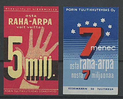 Tulitikkuetikettejä, Raha-arpa, 2 kpl 