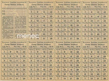 Suomen valtion leipäkortti 1918 