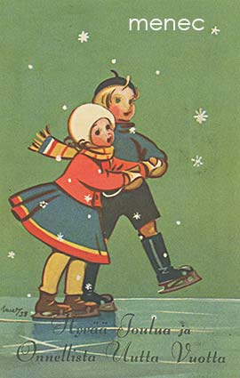 Wendelin, Martta - Tyttö ja poika luistelemassa 