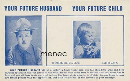 Your future husband / child, huumori-ennustuskortti, Chaplin 