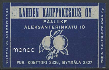 Tulitikkuetiketti, Lahden Kauppakeskus 
