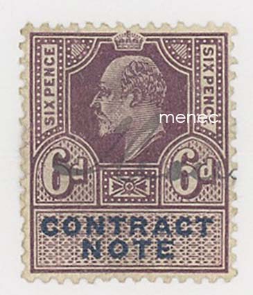 Iso-Britannia, Contract Note -veromerkki 6c 1910 