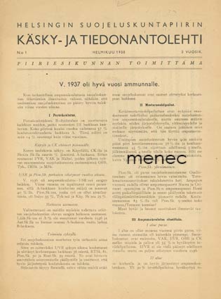 Helsingin Suojeluskuntapiirin käsky- ja tiedonantolehti  1938,1