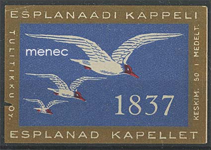 Tulitikkuetiketti, Helsinki, Esplanaadi Kappeli 1837 