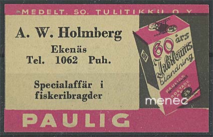Kauppiasetiketti, A. W. Holmberg, Tammisaari 