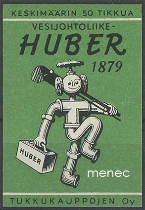 Tulitikkuetiketti, Vesijohtoliike Huber 