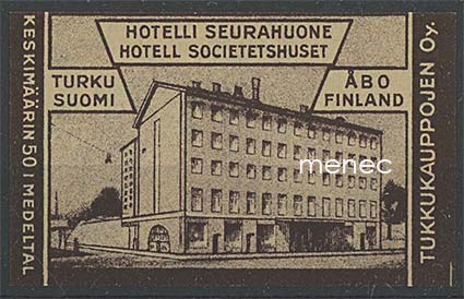 Tulitikkuetiketti, Hotelli Seurahuone, Turku 