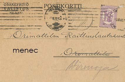 Oy Valistus, kiitoskirje Orimattilan Raittiuslautakunnalle rahalahjoituksesta 1922 