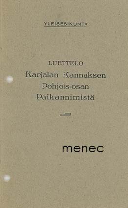 Luettelo Karjalan Kannaksen Pohjois-osan paikannimistä 