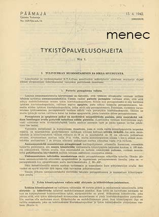 Tykistöpalvelusohjeita N:o 1 