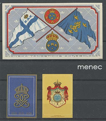 Tulitikkuetikettejä, Ruotsi, heraldiikkaa, 3 kpl 