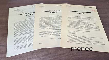 Tykistön tarkastajan käsky 1-3 