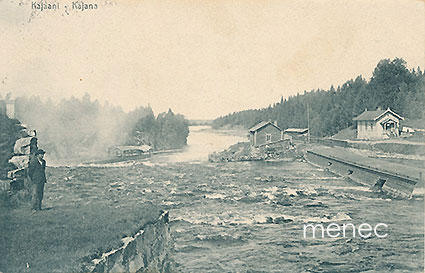 Kajaani, mies kosken rannalla 