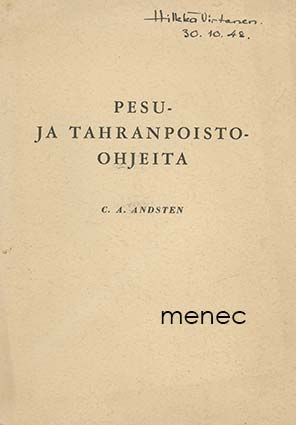 Andsten, C. A. - Pesu- ja tahranpoisto-ohjeita 