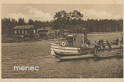 Kajaani, Petäisenniskan laituri, veneitä ja höyrylaiva Kajaani III 