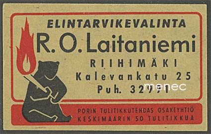 Kauppiasetiketti, Riihimäki, R. O. Laitaniemi 