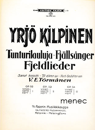 Kilpinen, Yrjö - Tunturilauluja 