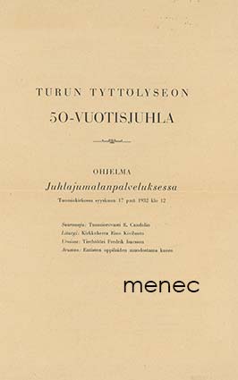 Turun tyttölyseon 50-vuotisjuhla 1932, Tuomiokirkon ja juhlasalin ohjelmat 