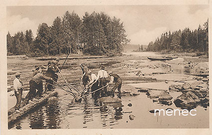 Kajaani, Petäjäkoski, tukkimiehiä 