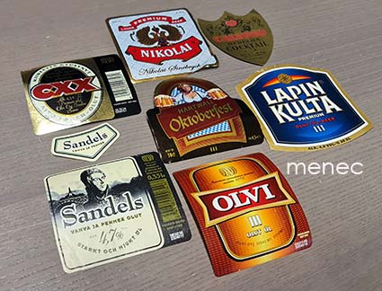 Alkoholietikettejä, 7 kpl 