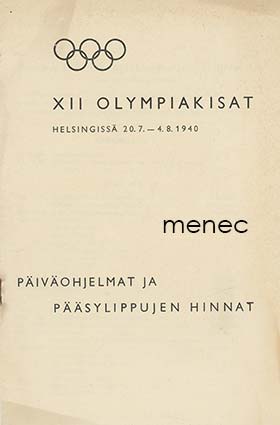 XII olympiakisat Helsingissä 20.7.-4.8.1940 