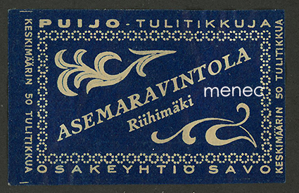 Tulitikkuetiketti, Asemaravintola, Riihimäki 