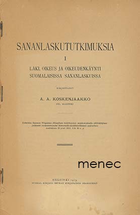 Koskenjaakko, A. A. - Sananlaskututkimuksia. I 