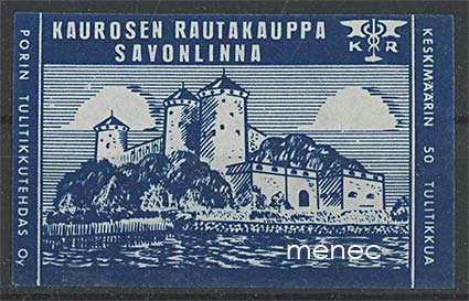Tulitikkuetiketti, Kaurosen Rautakauppa, Savonlinna 
