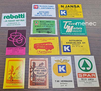Tulitikkuetikettejä, Sotkamo, 12 kpl 