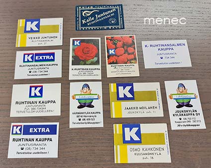 Tulitikkuetikettejä, Kainuun pieniä paikkakuntia, 12 kpl 
