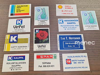 Tulitikkuetikettejä, Kainuun pieniä paikkakuntia, 12 kpl 