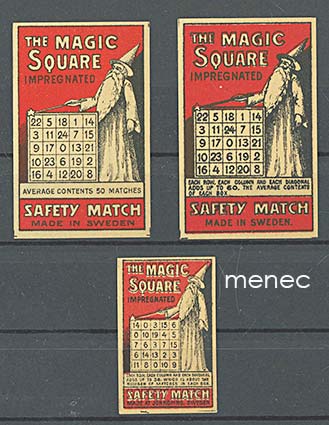 Tulitikkuetikettejä, Magic Square, 3 kpl 
