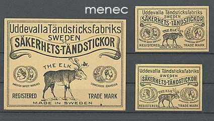 Tulitikkuetikettejä, Hirvi, iso ja 2 tavallista 