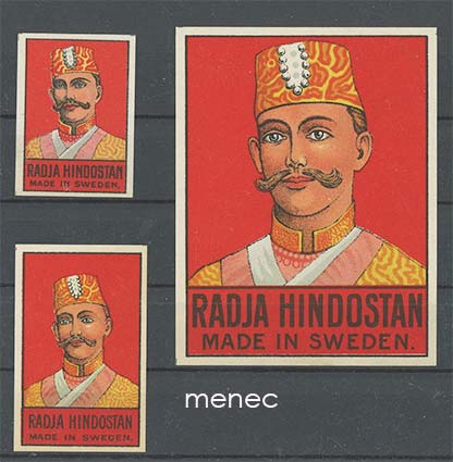 Tulitikkuetikettejä, Hindustanin radja, iso ja 2 pientä 