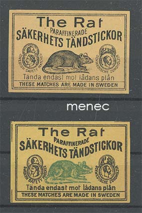 Tulitikkuetikettejä, rottia, 2 kpl 