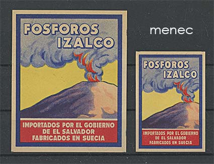 Tulitikkuetikettejä, El Salvador, tulivuori, iso ja pieni 