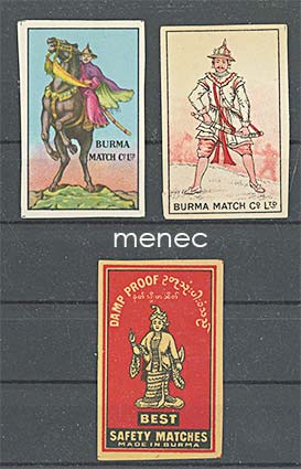Tulitikkuetikettejä, Burma, 3 kpl 