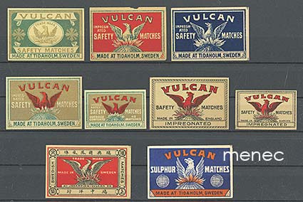 Tulitikkuetikettejä, Vulcanin Fenix-brändi, 9 kpl 