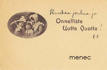 Kolme tyttöä, uuden vuoden kortti 