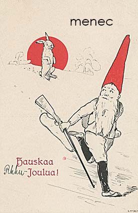 Tonttu, kivääri ja jänis 
