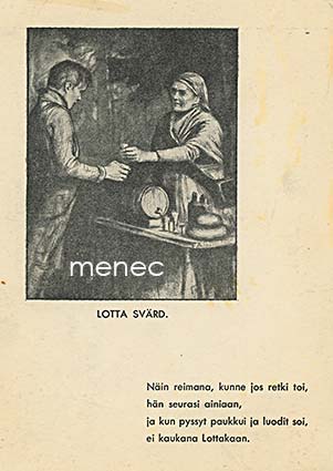 Lotta Svärd. Näin reimana ...; kenttäpostikortti 